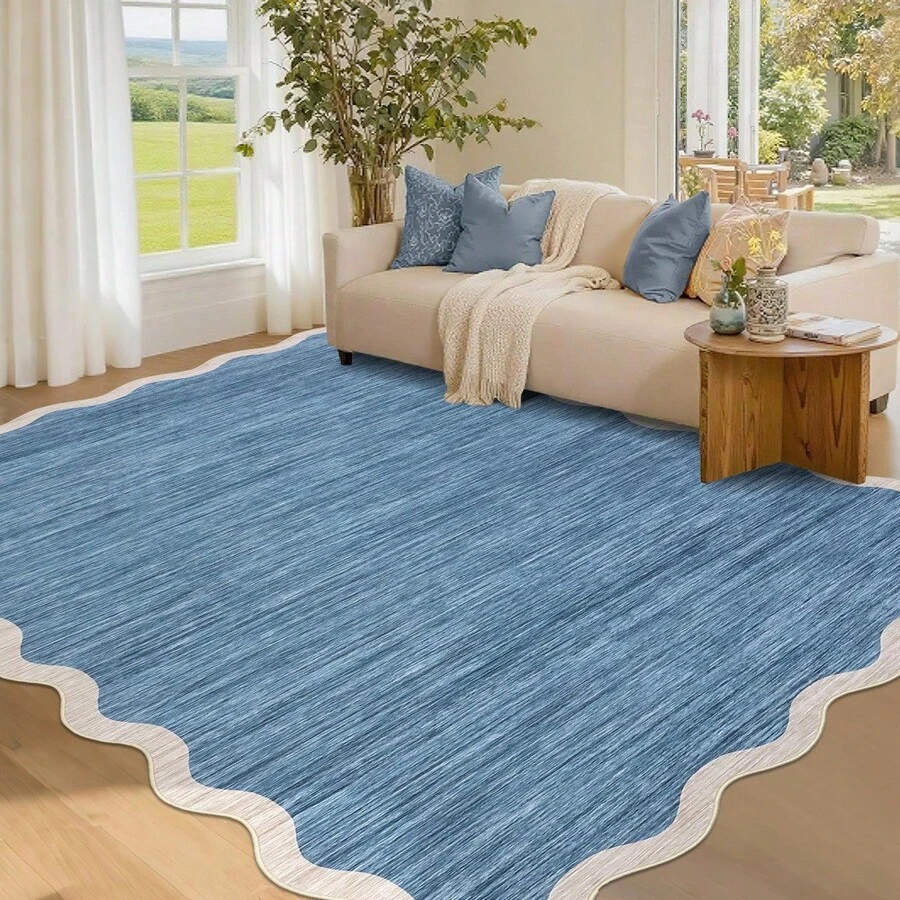 Kitchen Modern Simple Home Decor Area Rug Thin Low Pile Washable Carpet Soft Non Shedding Bordered Floorcover Easy To Clean Non Slip Entrance Runner Rug Stain Resistant Printed Mat Throw Rug For Hallway Bathroom Bedroom Dinning Room Laundry Living Room - 灰藍色 - 查看 1