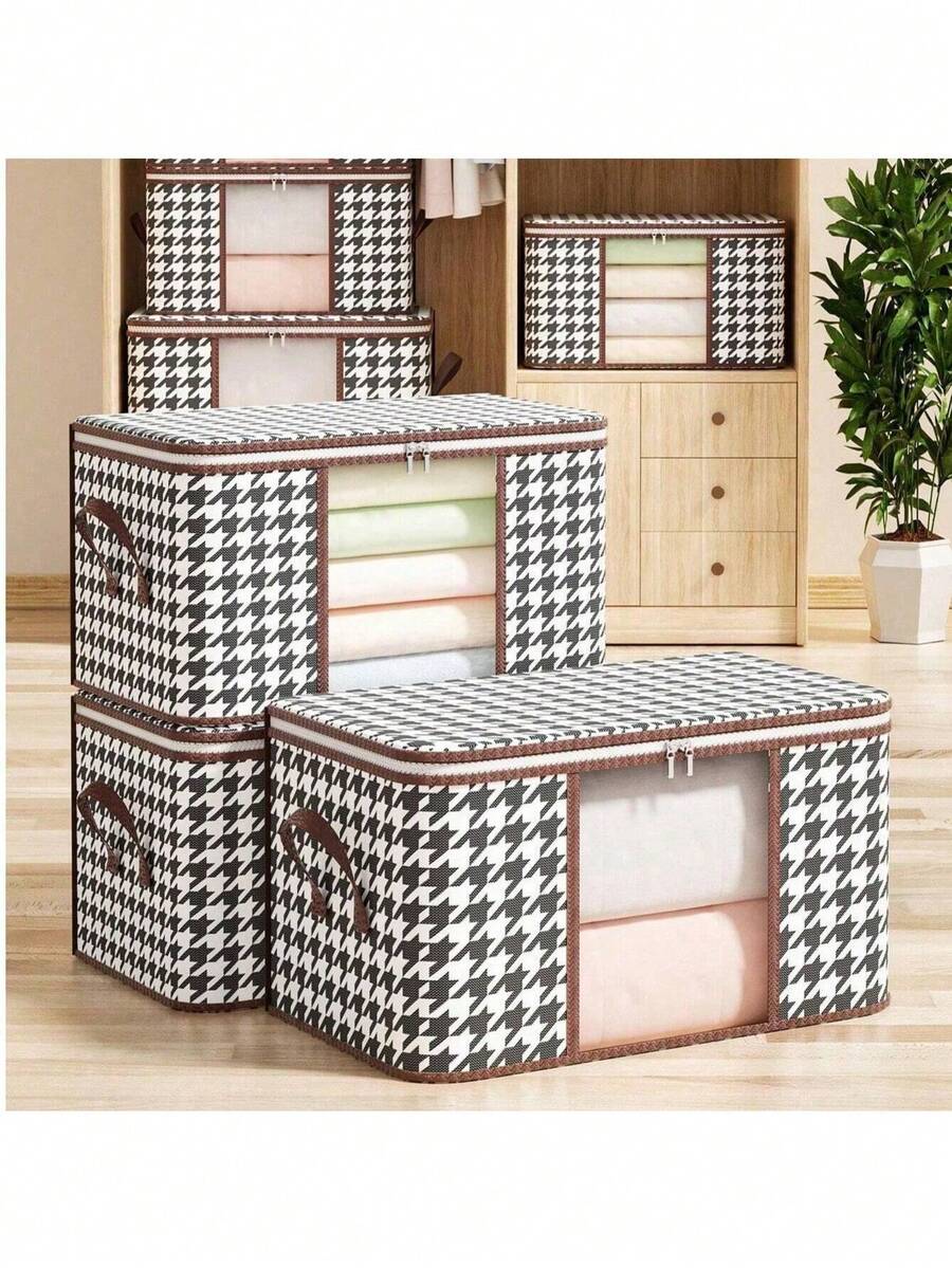 1 pieza Caja de almacenamiento de ropa portátil y eficiente de gran capacidad - La opción ideal para ahorrar espacio y guardar la ropa - Pata de gallo transparente - Ver 1