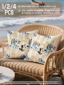 Bluey 1/2/4pcs  Pillow Cover, Soft Decorative Cushion Cover,  Bedding,  Patterned Pillowcase, Cartoon Pattern Pillowcase, Includes Pillowcase Only Without Insert, Zipper Closure, Suitable For Sofa, Bedroom, Living Room Decor - Multicolor - View 2