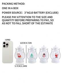 1 felinar mini cu LED din plastic cu temă de Crăciun, cu capac transparent, decor de sărbători adorabil cu Moș Crăciun, om de zăpadă și alte elemente de Crăciun, design vintage de felinar cu bază iluminată, potrivit pentru decorarea de Crăciun, decorațiuni de Crăciun, cadouri de Crăciun