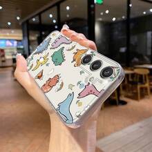 Cute Full-Screen Dinosaur Transparent Phone Case Compatible With Samsung S22 S23 S24 S25 Ultra/Edge/Plus/+ A12 A13 A14 A15 A23 A25 A35 A53 A54 A55 A73 NOTE 10/20 Apple  16 15 14 13 12 Pro Max 16 15 14Plus X/Xsmax Shockproof Protective Cover - 透明的 - 查看 6