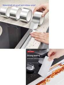 1pc Kitchen Hot Protective Cleaning Aluminum Foil Tape Stove Anti-Mildew Seam Sticker Oil-Proof Tape Range Hood Pipe Insulation Tape Anti-Mildew Sticker Multi-Function Aluminum Foil Tape High Temperature Insulation Kitchen Sink Stainless Steel Pipe Protection Tape Waterproof Self-Adhesive Stove Anti-Mildew Seam Sticker