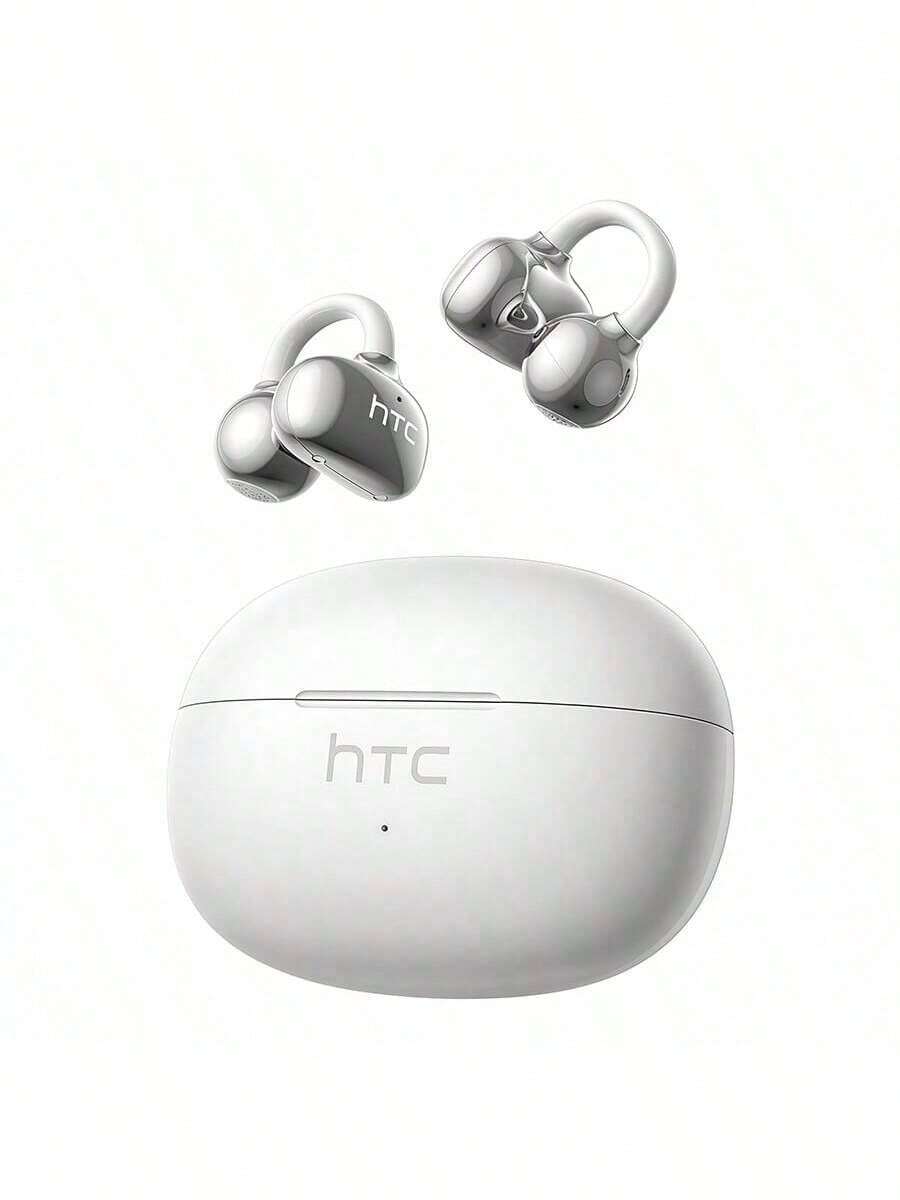 HTC NE55 Bluetooth-Headset, Memory Wire aus Titanlegierung + ergonomisches Design, Ultra-HD-Anrufe und Geräuschunterdrückung, superschlankes Bluetooth V6.0, Weiß
