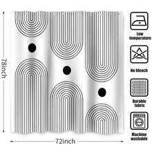 White And Black Extra Long Shower Curtain, Boho Minimalist Mid Century Modern Arch Geometric Machine Washable Waterproof Fabric For Bathroom Bathtub Decor With Hooks 72Wx78H{"Color_name":"WhiteandBlackBoho","Size_name":"72\"Wx78\"L(Packof1)"} - 多色19 - 查看 8