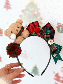1pc Girls' Christmas Teddy Bear Headband, Christmas Hair Accessories Hair Clip Decor Gift, Suitable For Holiday Party, Stage Performance And Christmas Photos