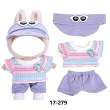 New Casual Fashion Outfit Set, Includes T-Shirt, Shirt, Tulle Skirt, Princess Dress, Overalls, Compatible With 17cm FORLABUBU Dolls (Doll And Shoes Not Included) - Multicolor - View 17