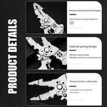 Alicates pelacables plegables 18 en 1, herramienta de prensado, alicates multifuncionales para electricista, herramientas de electricista de grado profesional|   Diseño plegable compacto, utilizado para conexiones de  y proyectos de bricolaje - Verde - Ver 5