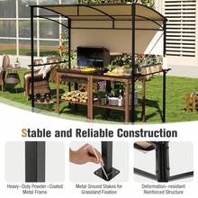 7.8 X 4.4 FT Grill Gazebo Outdoor Patio BBQ Canopy W/ Metal Shelves For Backyard - 米色和黑色 - 查看 6