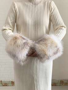 1. Faux Fur Collar & Cuff Set, Warm Faux Fur Scarf, Fluffy Oversized Furry Shawl Wrap For Women In Winter, Suitable For Dresses, Christmas Decoration - Multicolor - View 62