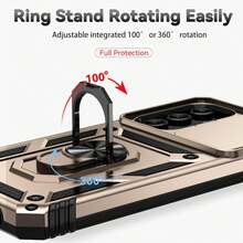 适用于三星 Galaxy A55 A36 A26 A16 A54 A34 A14 A15 A05 5G 手机壳，带滑动摄像头盖和内置 360° 旋转指环支架，磁吸式防震设计，也适用于三星 Galaxy S25 S24 S23 S22 S21 S20 Plus Ultra FE