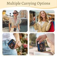 Mushrooms Credit Card Holder Small Wallet Women, Moon Slim RFID Blocking Wallet Woman Keychain With Zipper Coin Pocket, Front Pocket Thin Travel Card Case Organizer With ID Window Ladies Gift{"Color_name":"Mushroom"} - 多色13 - 查看 3