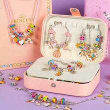 Charm Bracelet Making Kit For Girls 120Pcs DIY Jewelry Making Kit + Portable Bracelet Organizer Box Christmas Birthday Mermaid Unicorn Gifts For Girls Toys Crafts For Teens Girls Ages 5 6 7 812