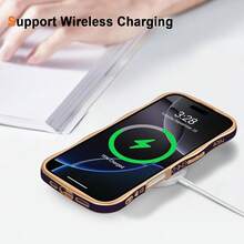 For IPhone 16 Pro Case Wave Wavy Phone Cases With Love Heart, Luxury Plating Edge Cute Curly Shape Cover For Women Girls, Thin Slim Soft TPU Rubber Shockproof Protective Cover, Dark Purple{"Color_name":"DarkPurple","Size_name":"ForiPhone16Pro-6.3inch"} - Multicolor12 - 查看 6