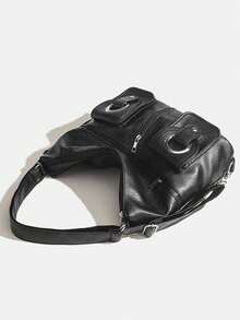 Geantă de damă nouă, rucsac multifuncțional din piele moale, stil motociclist, elegant, cu buzunar cu fermoar, capacitate mare Y2K punk