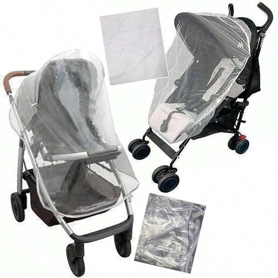 Kit com 2 Capa de Proteção Chuva + Mosquiteiro Para Carrinho De Bebê Modelo Universal - Transparente - Visão 1