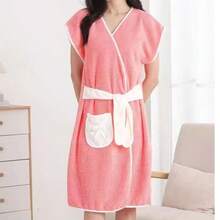 1pc Minimalist Wearable Bathrobe, With Pineapple Grid Texture For Quick Drying And Soft Dressing