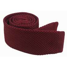 Men's Solid Color Textured Knit Skinny Ties Smart Necktie Square-Cut Finish{"Size_name":"OneSize","Color_name":"WineRed"} - Multicolor26 - View 4