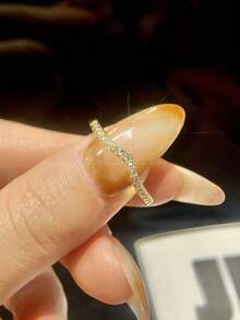 1Pc LuxuryMoissanite Diamond Engagement Ring Wedding Band For Women S925 Sterling Silver V-Shape Gold Ring Promise Ring Eternity Ring Anniversary Valentine's Day Ring Luxury Ladies Jewelry Gifts