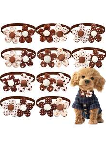 قطعتان من ربطات العنق الملونة للحيوانات الأليفة في فصل الخريف والشتاء، تمنح رفقة مريحة للحيوانات الأليفة. مناسبة للكلاب والقطط الصغيرة، تتميز بربطات عنق زهرية ثلاثية الأبعاد بأنماط عشوائية