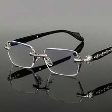 1 Pair Unisex Modern Minimalist Fashion Glasses, Frameless Design, Essential For Parties And Holidays - Clear - View 6