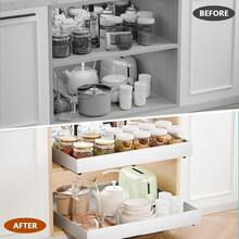 2 Pack 53cm Deep Pull Out Cabinet Organizer Expandable Pull Out Drawers For Cabinets Adhesive With Film Upgrade 3 Slide Rails Slide Out Drawers Width 32cm To 52cm White