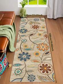 1pc [Best Seller] Bohemian Floral Pattern Living Room Carpet, Polyester Anti-Stain Mat, Machine Washable Durable Rug, Multiple Sizes - Ideal For Home Decor, Room Decoration, Living Room Carpet