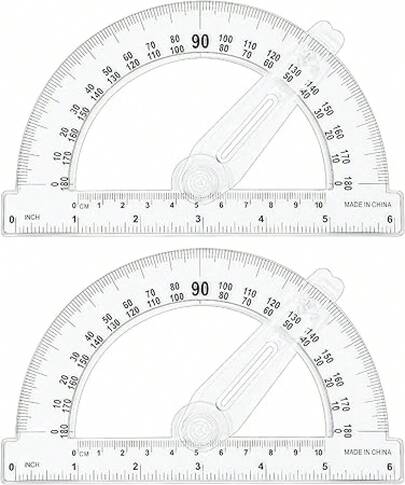 Zonon 2 Pieces 6 Inch Plastic Protractor With Swing Arm Math Protractors 180 Degrees Angle Measurement, Translucent For Geometry Classroom Kid Student School Office Supplies2 Pieces 6 Inch Plastic Protractor With Swing Arm Math Protractors 180 Degrees Angle Measurement, Translucent For Geometry Classroom Kid Student School Office Supplies