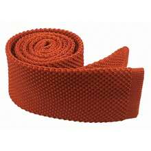 Corbata delgada de punto de unicolor y textura para hombres, acabado cuadrado {"Talla_nombre":"Talla única","Color_nombre":"Naranja óxido" - Multicolor3 - Ver 4