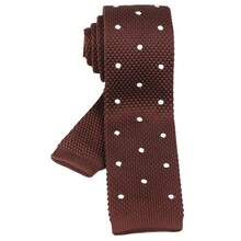 Men's Solid Color Textured Knit Skinny Ties Smart Necktie Square-Cut Finish{"Size_name":"OneSize","Color_name":"CognacBrownPolkaDot"} - 多色24 - 查看 4