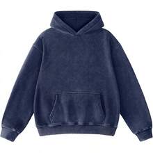 FAIABLE Mens Hoodies Oversized Unisex Wash Hoodie Heavyweight Fleece Vintage Cotton Sweatshirt Men Women Streetwear - 藍色 - 查看 12