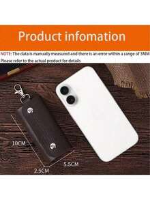 Bolsa de almacenamiento de llaves unisex, bolsa de llavero de cuero premium para hombres y mujeres, cartera de llavero con 6 ganchos y cierre con cremallera para hombres, billetera, monedero, cartera de bolsillo mini