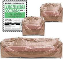 Variety 3 Pack Furniture Covers, Includes 1 Clear Plastic Couch Cover And 2 Armchair Covers, Reusable And Weight Sofa Protector For Moving, Storage And Seasonal Use, 2 Mil Thick,23164493 - Nhiều màu - Xem 1