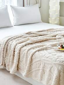 1 件厚波西米亚风格欧洲提花仿毛皮羊毛毯，柔软温暖，可用作床上用品或披肩，适合客厅、卧室、宿舍、办公室、汽车、旅行、野餐、派对，四季皆宜 - 白色 - 查看 5