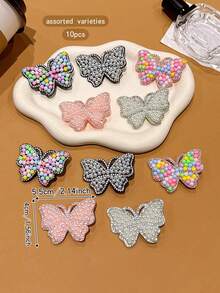 10 قطع مشابك شعر على شكل فراشات ملونة، إكسسوارات شعر جميلة وحلوة للبنات
