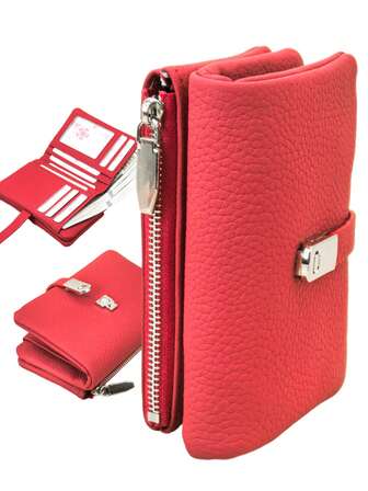 MINGYOU Women's Short Soft PU Leather Large Capacity Wallet, Multi-Functional Multi-Layer Wallet, Elegant Magnetic Snap Closure, Multiple Card Slots Clutch Purse, Zipper Coin Pouch ID Card Holder, Soft Lightweight Convenient Handbag For Party, Date, Holiday Gift