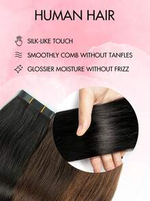 Seamless Invisible Tape-In Human Hair Extensions - No Glue, Natural Straight Hair, 12-20 Inches, Salon Quality