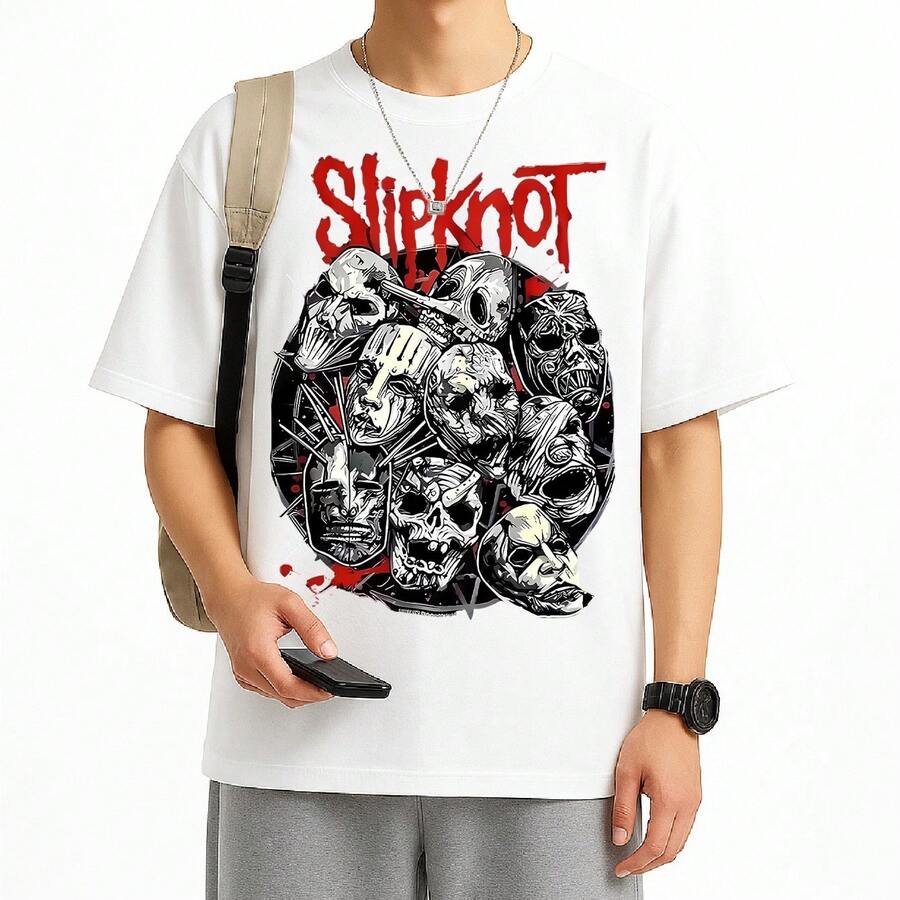 Rock Band T-Shirt International Music Unisex Male Female 100% Cotton Premium Top Streetwear Launch Immediate Shipping Various Colors!! Plus Size - 白色 - 查看 1