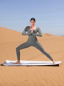 Yefecy Women's Basic Yoga Running High Stretch Sports Jumpsuit - Dark Grey - View 3