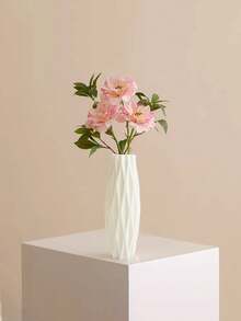 1 buc Vază de flori din plastic, decor pentru casă, decorare pentru birou, Vază mică pentru sufragerie, balcon, dulap TV, masă, aranjament floral uscat și proaspăt, floral pictat manual, Vază rotundă minimalistă din rășină pentru sufragerie, intrare, decor hotel