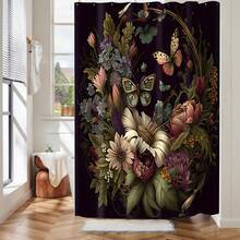 ستارة دش مطبوعة بنمط نباتي فاخر وراقي، مناسبة لديكور الحمام والغرف العامة وديكور المنزل والإكسسوارات الحمامية، ديكور عيد الميلاد