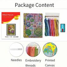 1 Set Floral Cross Stitch Kit, Vintage Wildflower Pattern, 11CT Beginner Starter Set Includes Fabric, Threads, 30*38cm Home Decor, Holiday Gift