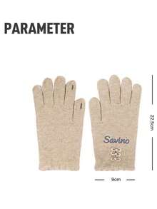 1pair Touchscreen Gloves,Custom Name,Gifts For Women, Gifts For Her,Christmas Gift Ideas, Finger Gloves,Smartphone-Compatible Winter Gloves,Embroidered Winter Gloves - White - View 4