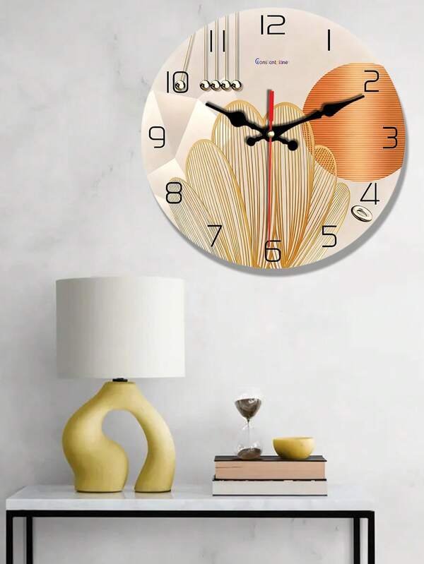 1pc 10/12-Inch Wooden Art Clock, Silent And Non-Ticking, Suitable For Living Room, Bedroom, Office Home Decoration Handmade Art, Round Wall Clock, Friend Gifts, Birthday Gifts - No Border Design, Battery Powered (No Battery)