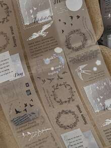 1 rolo de adesivos PET foscos com padrão criativo, adequados para presentes, escritório, casa, marcação, etiquetas, salas de aula, brinquedos, diários de alunos, artesanato faça você mesmo, decoração vintage