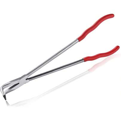 SPEEDWOX 15-Inch 90 Degree Needle Nose Pliers - Extra Long, Carbon Steel, Red, Ergonomic Grip