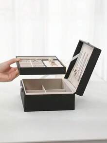 Luxury Imitation Leather Jewelry Storage Box With Lock - Spacious, Soft Lined Drawers, Perfect Christmas, Halloween, Birthday Gift For Girls, Durable And Elegant