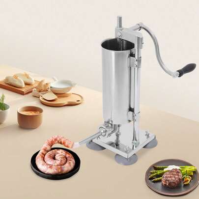 Manual Sausage Stuffer Machine, Stainless Steel Sausage Maker With Nozzles, Meat Filler Tool For Homemade Sausages & BBQ