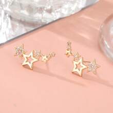 1 Pair Star Climber Micro Star Stud Earrings, Jewelry Earrings Gift For Women's Birthday