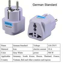 2 Pieces Set Of German, French, European Travel Power Adapters, Universal Australian, UK To EU European Plug AC 250V European Schuko E F-Type Socket (White)