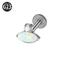 G23 钛金蝴蝶氧化锆唇钉内螺纹蛋白石月亮耳轮耳屏软骨耳轮耳环身体穿孔珠宝 - 如圖 - 查看 27